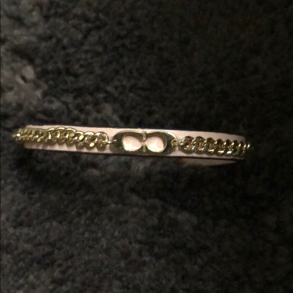 Coach rose leather with gold chain c bracelet